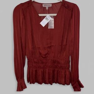 Philosophy Cinnabar Long Sleeve Ruched Top Women’s Sz S NWT